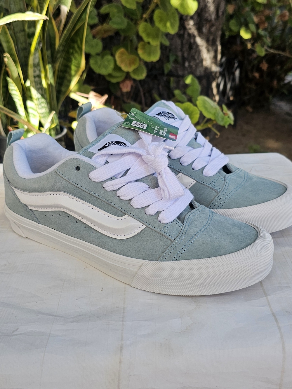 Vans Old Skool Suede Sneakers in Light Sage and White